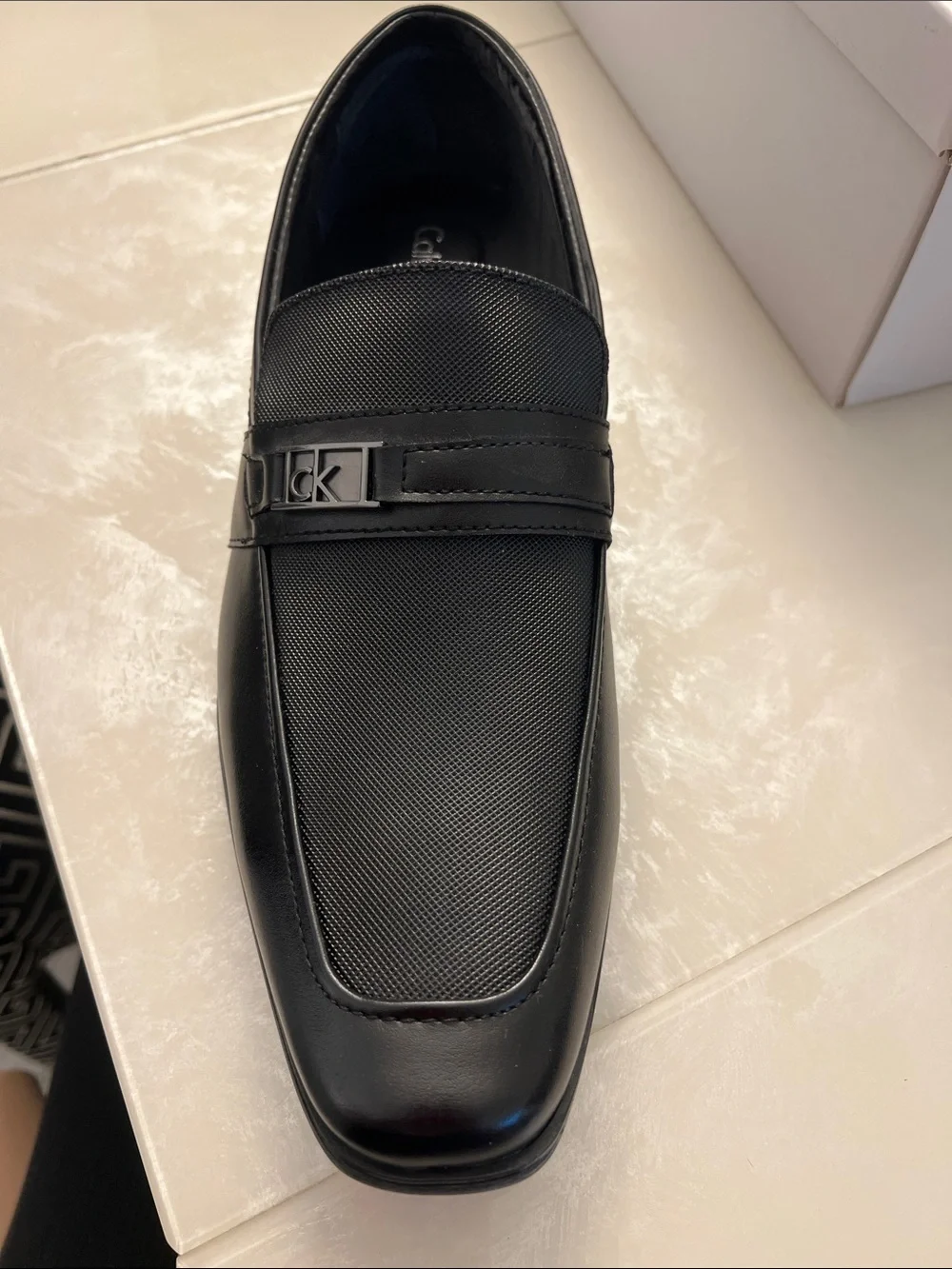 Calvin Klein Black Bartley diamond leather Loafer with Logo Trim
